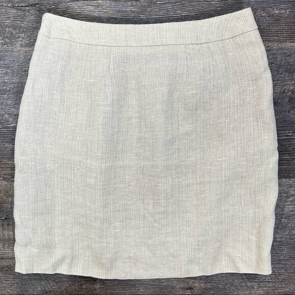 Loft 100% linen beige cream casual A-line skirt size 2 B145 - Picture 5 of 5